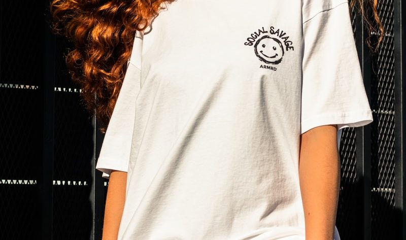 woman in white crew neck t-shirt
