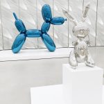 blue dog and white rabbit balloons